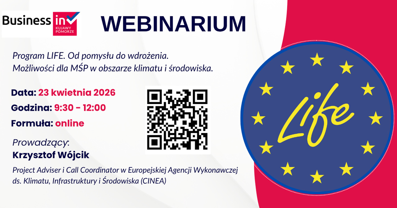 na środku obrazka znajduje się kod QR kierujący do formularza rejestracyjnego na wydarzenie